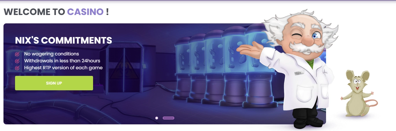 Interface principale Madnix Casino